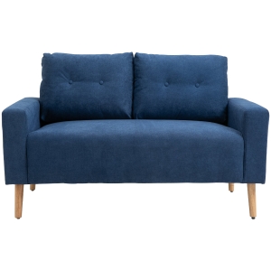 HOMCOM Canapé 2 Places Design scandinave dim. 145L x 76l x 88H cm Pieds Bois Massif Tissu Bleu