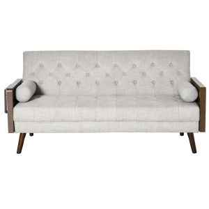 Canapé convertible 3 places design scandinave tissu aspect lin beige