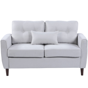 Canapé 2 places grand confort coussin déco. Inclus tissu lin gris clair