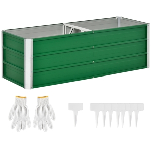 Outsunny Arriate de Jardín de Acero Incluye Guantes Huerto Urbano Jardinera Macetero Rectangular para Cultivos Plantas Flores para Terraza Balcón Exterior 125x47x40 cm Verde