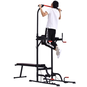 Station de musculation Fitness entrainement complet acier rouge noir