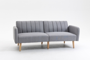 HOMCOM Sofá Cama de 2 Lugares com Encosto Ajustável em 3 Posições Apoio para os Braços Desmontável e Pés de Madeira Sofá Duplo Moderno para Sala de Estar Escritório 173x75x73cm Cinza