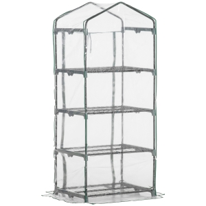 Outsunny Estufa de Jardim com 4 Prateleiras e Cobertura de PVC Estufa de Aço para Cultivo de Plantas Flores 70x50x160cm Transparente
