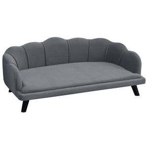 PawHut Pet Sofa for Medium And Large Sized Dog With Extra Cushion Solid Wood Legs Grey