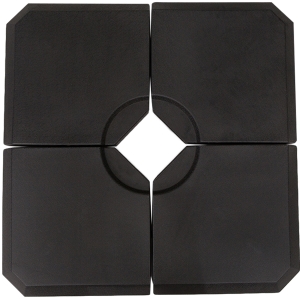 Outsunny 4 PCs Square Portable Sand or Water Fillable Parasol Base Cross Stand Umbrella Weights Holder Cantilever Patio Garden Outdoor, Black