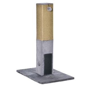 PawHut Cat Scratching Post 79cm Jute Scratcher Climber w/ Carpet Base Dangling Toy – Grey