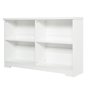 HOMCOM Simple Modern 4-Compartment Low Bookcase 2-Tier w/ Moving Shelves Cube Display Storage Unit Home Office Living Room Furniture White