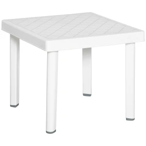Outsunny Modern Outdoor Side Table, Square Garden Coffee End Table, Perfect for Drinks and Snacks, Stylish White