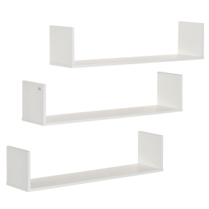 HOMCOM 3 PCs U-Shaped Floating Shelves Wall Mount Bookshelf for Bedroom Kitchen, White