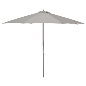 Outsunny 3m Fir Wooden Garden Parasol Bamboo Sun Shade Patio Outdoor Umbrella Canopy, Grey