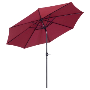 Outsunny 3m Parasol Patio Umbrella Outdoor Sun Shade with Tilt and Crank Wine Red