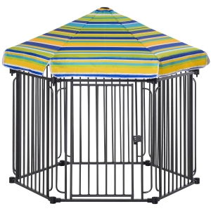 PawHut Outside/Indoor Dog Playpen Crate w/ Locking Door & Metal Frame, 122cm x 105cm