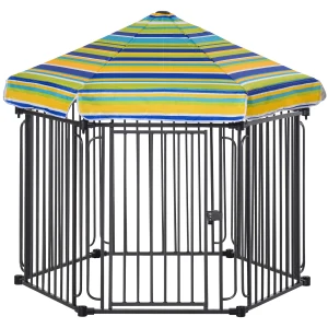 PawHut Heavy-Duty Outdoor Pet Cage Kennel with Weather-Resistant Polyester Roof, Locking Door, & Metal Frame 122cmx105cmx119cm