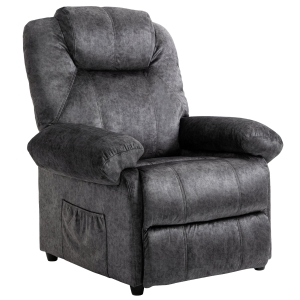 HOMCOM Poltrona Relax Reclinável Poltrona para Sala de Estar com Apoio para os Pés Retrátil Encosto Alto Bolso Lateral Acolchoado Grosso 96x91x108cm Preto
