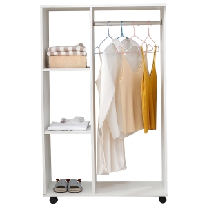 HOMCOM Armoire de Rangement blanche à Roulettes 80 x 40 x 128 cm