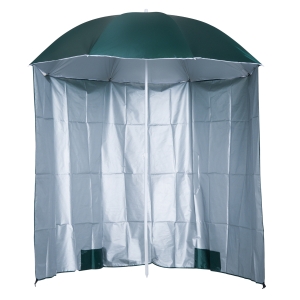 Outsunny 88" 2.2M Fishing Umbrella Beach Parasol with Sides Brolly Shlter Canopy Shade with FREE Carry Bag Green