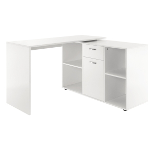 HOMCOM MDF Dual-use Adjustable Large L-Shaped Computer Desk Laptop Workstation Corner PC Table Home Office Functional Spacious Modern Stylish - White