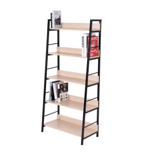Homcom Étagère bibliothèque style industriel incliné 5 niveaux 70L x 35l x 150H cm coloris chêne clair noir