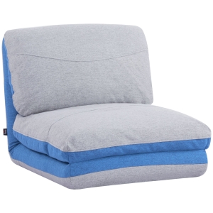 HOMCOM Chauffeuse inclinaison dossier réglable 5 positions tissu gris bleu