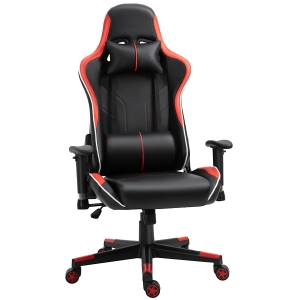Vinsetto Silla para Gamers Silla Reclinable hasta 160° Ajustable en Altura Profesional Silla Gaming Ergonómica con Reposacabezas Soporte Lumbar Cómodo 70x60x128-138 cm Negro Rojo
