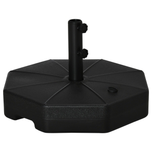 Outsunny Base de Sombrilla Rellenable de Agua 28 kg o Arena 40 kg Soporte de Parasol Octagonal Apto para Postes de 38mm 48 mm para Jardín Terraza Ø60x36 cm Negro
