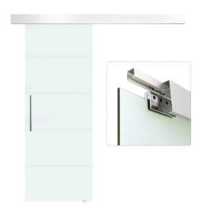 HOMCOM Puerta Corredera Cristal Puerta Deslizante de Vidrio Puertas de Interior Puerta de Granero Estilo Granero 75x210cm