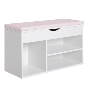 HOMCOM Banco Zapatero de Entrada para Almacenamiento con Cajón y Estantes y 1 Cojín Muy Moderno de Madera 80x30x47cm