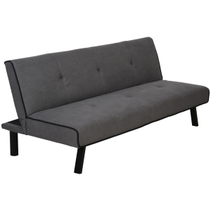 HOMCOM Sofá Cama de 3 Plazas Diseño 2 en 1 Plegable sin Reposabrazos Tapicería en Tela con Acolchado Cómodo 170x76x72,5 cm Gris
