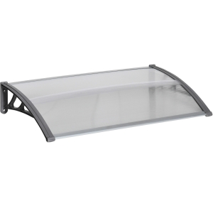 Outsunny Tejadillo de Protección 110x60 cm Marquesina Exterior para Puertas y Ventanas contra Sol y Lluvia con Soporte Aleación de Aluminio Policarbonato Transparente