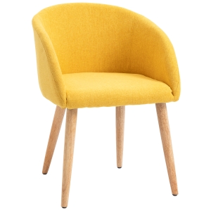 HOMCOM Silla de Comedor Tapizada en Lino Sintético Transpirable con Asiento Acolchado y Patas de Madera Silla de Ocio Moderna para Salón Dormitorio 55x58x74 cm Amarillo