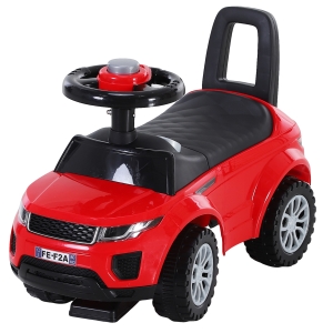 HOMCOM Quad Correpasillos Niño Coche sin Pedales para Bebé Juguete Andador Estilo Carrera con Orador Rojo 60x38x42cm
