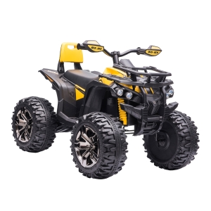 HOMCOM Quad Eléctrico 12V para Niños +3 Años con Faros Música Neumáticos de Suspensión Botones Avance y Retroceso Vehículo Eléctrico a Batería 100x65x73 cm Amarillo