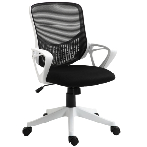 Vinsetto Cadeira de Escritório Giratória 360° Cadeira de Escritório Ergonómica com Altura Ajustável Apoio para os Braços Suporte lombar e Encosto de Malha Transpirável 65x65x93-103cm Preto
