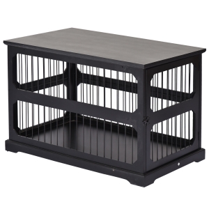 PawHut Elegante Gabbia per Cani di Taglia Medio-Piccola in MDF e Rete Metallica 55 x 90 x 60 cm