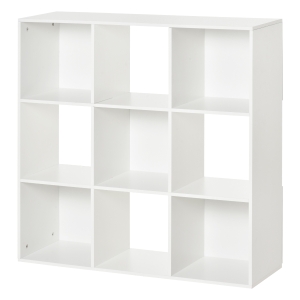 HOMCOM Estantería Librería 3 Niveles Armario de Almacenamiento 9 Cubos Estantería de Pie Separador de Habitación Estante de Exposición 91.5x29.5x91.5cm Madera