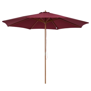 Outsunny Ombrellone Parasole da Giardino con Doppio Tetto in Bambù e Poliestere, Rosso φ3x2.5m