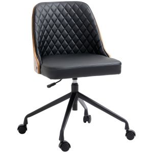 HOMCOM krzesło biurowe krzesło do biurka krzesło obrotowe krzesło do domowego biura z regulacją wysokości ergonomiczne kółka obracane o 360° pianka kolor czarny 48,5 x 54,5 x 81-87 cm