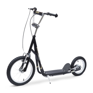 HOMCOM Patinete para Niños Mayores de 5 Años Scooter de 2 Ruedas Grandes con Doble Freno y Manillar Ajustable en Altura para Adolescentes Adultos 135x58x92-100 cm Negro