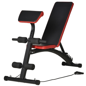 HOMCOM Banco de Pesas Ajustable en Altura Banco de Mancuernas Multifuncional con Respaldo Inclinable en 6 Posiciones para Entrenamiento de Cuerpo Completo 145x52x79-105 cm Negro