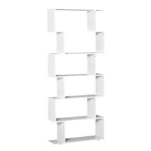 HOMCOM Estanteria Libreria 6 Estantes Madera Forma S 80x24x191 cm Estantes Color Blanco