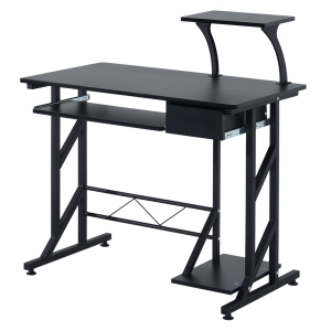 HOMCOM Escritorio con 1 Cajón y Bandeja para el Teclado Mesa de Ordenador PC para Hogar Escuela y Oficina Mobiliario Despacho 90x50x95cm Negro