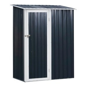 Outsunny Cobertizo de Acero 1,27㎡ 143x89x186 cm Tipo Caseta de Jardín Galvanizado Almacén para Herramientas con Techo Inclinado y Una Puerta para Terraza Exterior Gris