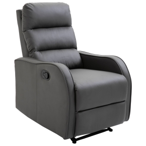 HOMCOM Sillón Relax con Reclinación Manual hasta 160 grados con Reposapiés Retráctil Esponja de Densidad Tapizado en PU 65x89x100cm