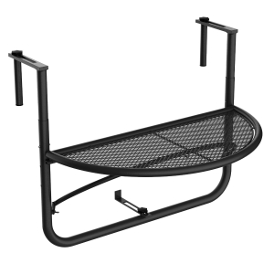 Outsunny® Mesa Colgante de Balcón Semicircular Ajustable en Altura Simple y Conveniente para Barandilla de Balcón Terraza Patio 60x45x50cm