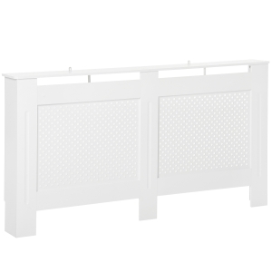 Homcom Copritermosifone in Legno a Griglia Bianco, 151.5x82x19cm