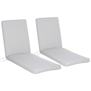 Outsunny Conjunto de 2 Almofadas para Espreguiçadeira de Exterior 183x55x7cm Amovíveis Laváveis e Acolchoadas Almofadas de Algodão para Cadeiras de jardim Terraço Varanda Cinza Claro