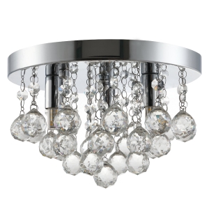 HOMCOM Mini Style Modern Crystal Ceiling Lamp Chandelier for Bedroom Kitchen Silver