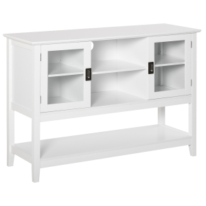 HOMCOM Aparador Buffet Moderno con 3 Estantes y 2 Armarios de Puertas Mueble Auxiliar Multiusos para Cocina Comedor Salón 115x39,5x81cm Blanco