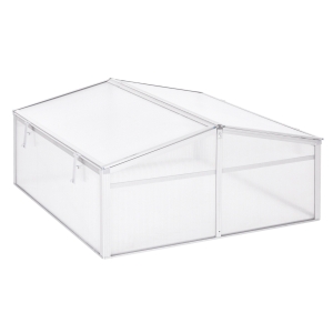 Outsunny Invernadero de Jardín 100x100x48 cm Aluminio Policarbonato Transparente Vivero Casero para Plantas Cultivos Protección UV y Resistente