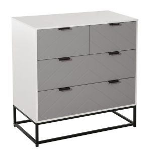 HOMCOM Cómoda de Noche Cómoda con 4 Cajones Almacenaje para Dormitorio y Salón con Base Elevada y Diseño Antivuelco 80x40x79 cm Blanco Gris y Negro